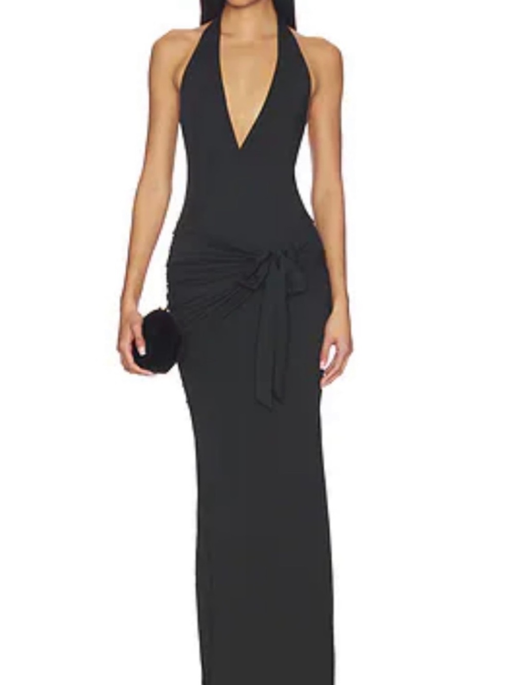 REVOLVE Black Halter V-Neck Maxi Dress with Side Tie